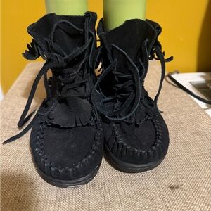 Black Suede Moccasin Boots